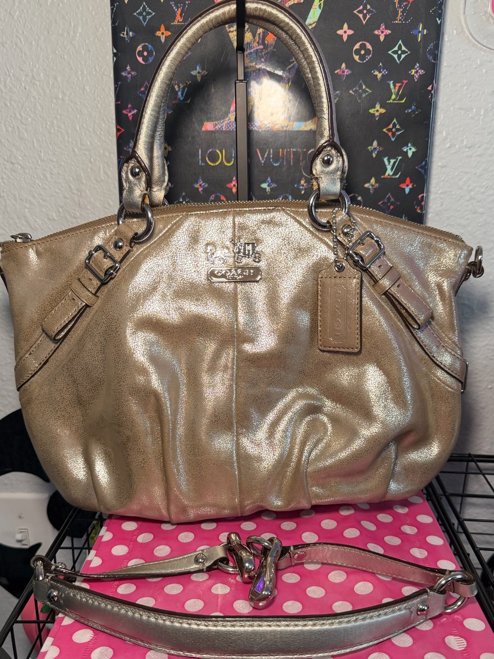 Coach Madison Sophia Satchel - Metallic Gold / Champagne - Style 15960